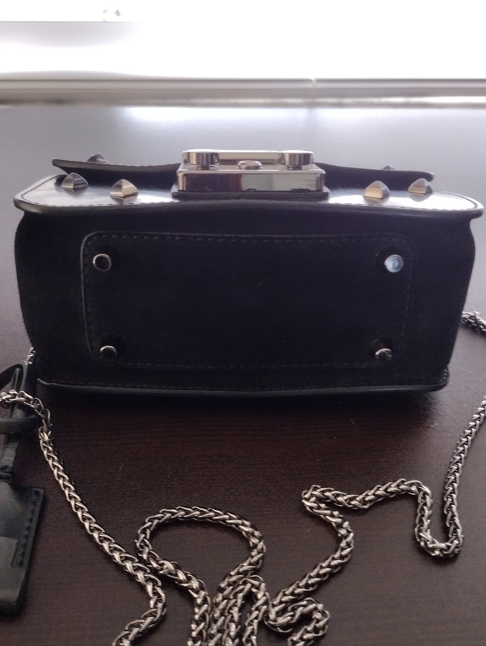 Furla Metropolis Black Studded Leather Chain Crossbody Bag - Picture 16 of 16